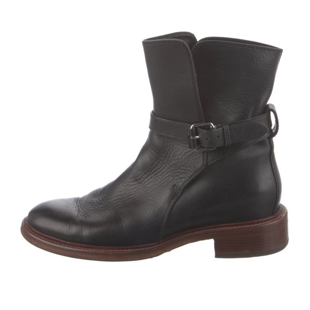 Celine Leather Mid-Calf Moto Boots